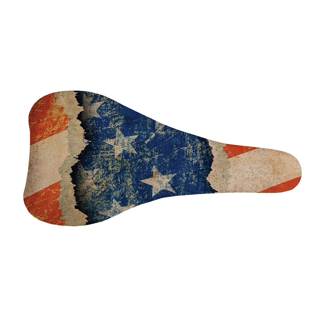 Grunge Ripped Paper American Flag Print Bicycle Seat Cover