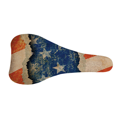 Grunge Ripped Paper American Flag Print Bicycle Seat Cover