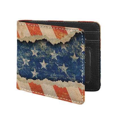 Grunge Ripped Paper American Flag Print Bifold Wallet