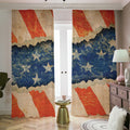 Grunge Ripped Paper American Flag Print Dimout Pencil Pleat Curtains