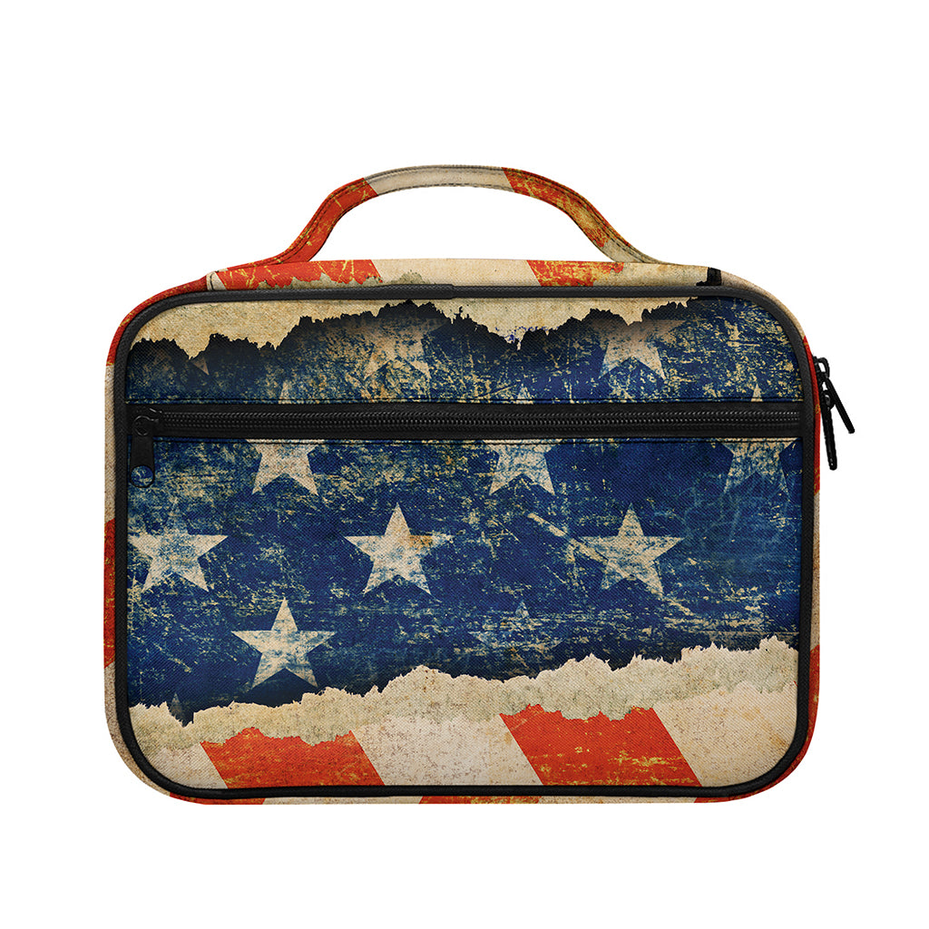Grunge Ripped Paper American Flag Print Briefcase Bible Bag