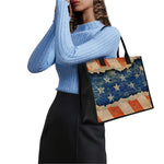 Grunge Ripped Paper American Flag Print Canvas Tote Bag