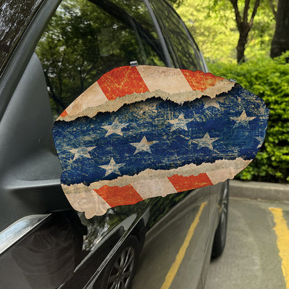 Grunge Ripped Paper American Flag Print Car Side Mirror Covers