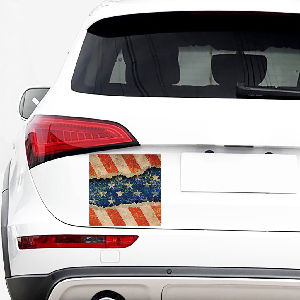Grunge Ripped Paper American Flag Print Car Sticker