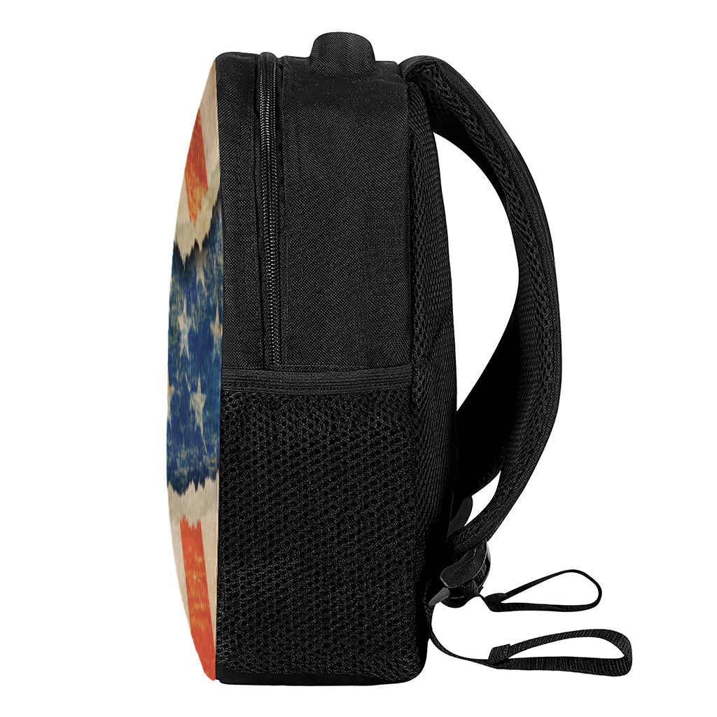 Grunge Ripped Paper American Flag Print Casual Backpack