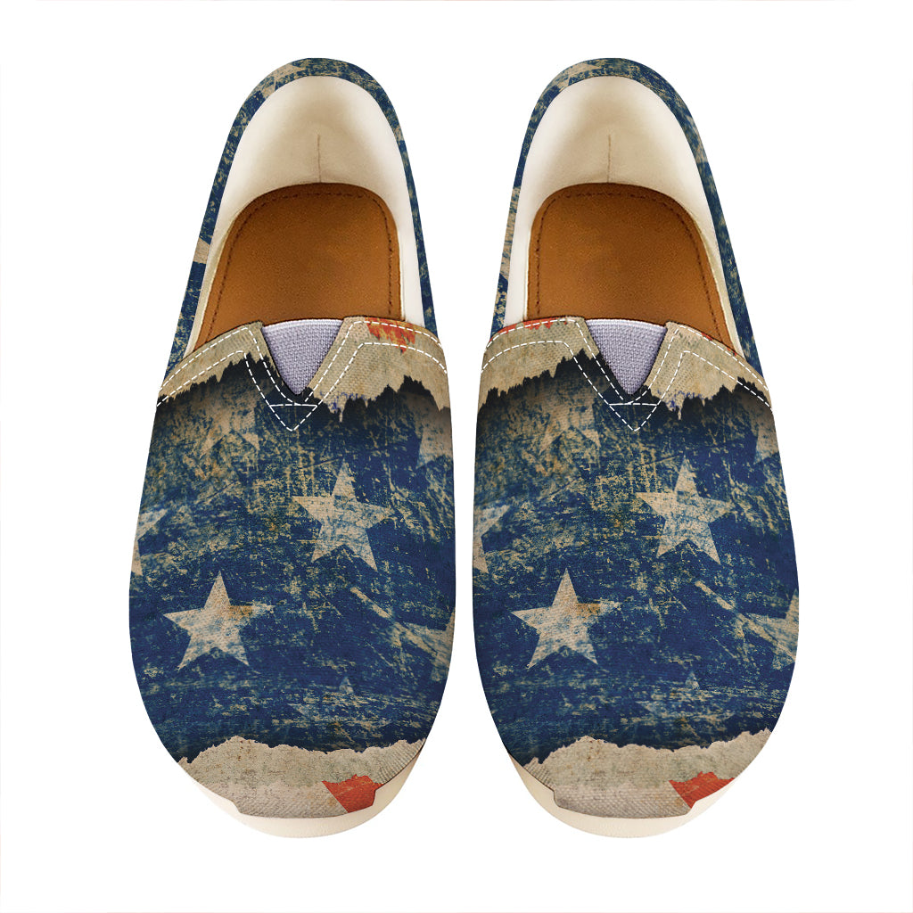 Grunge Ripped Paper American Flag Print Casual Shoes