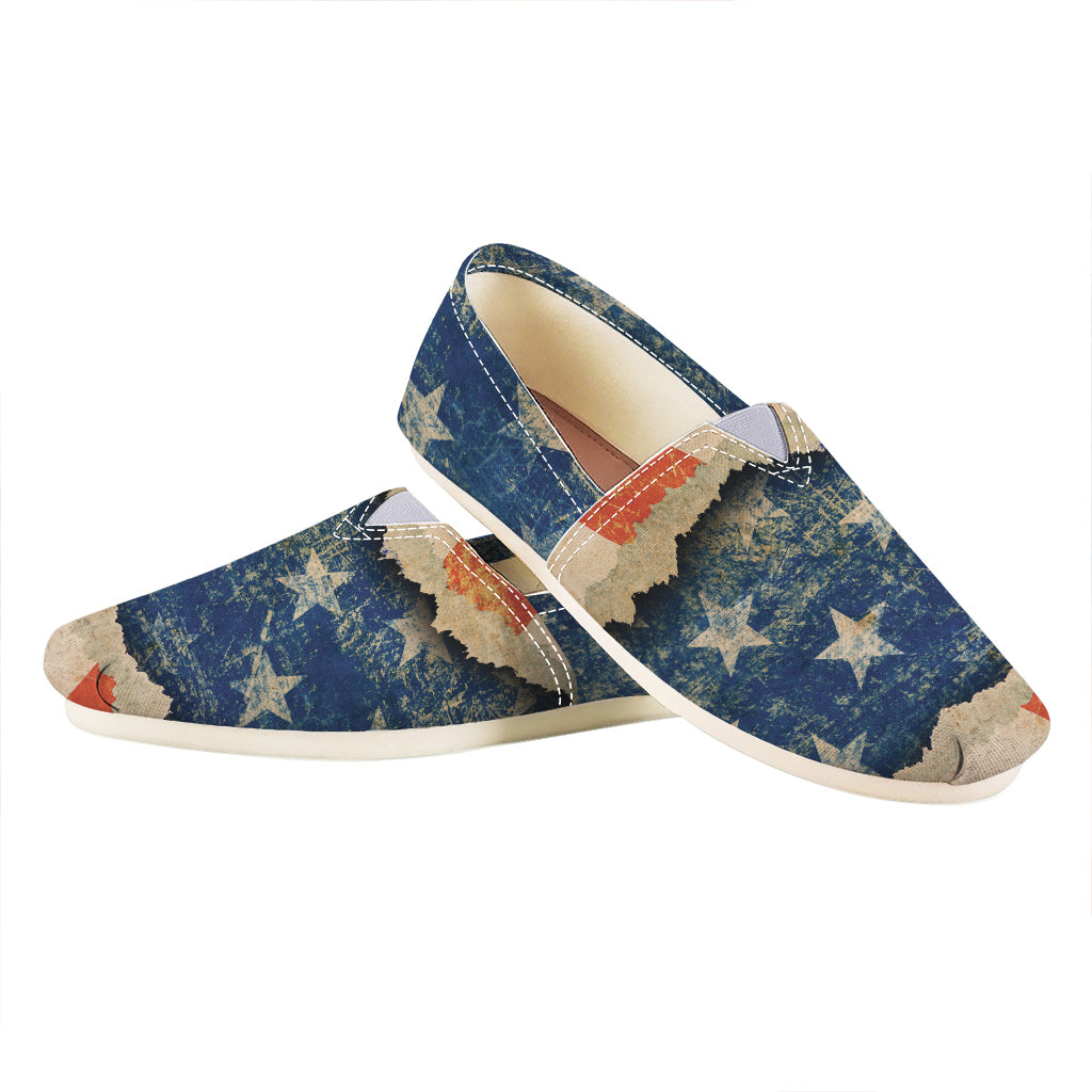 Grunge Ripped Paper American Flag Print Casual Shoes