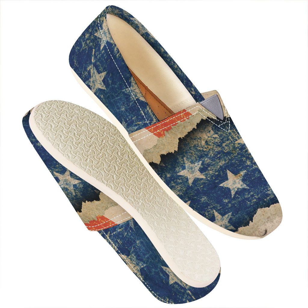 Grunge Ripped Paper American Flag Print Casual Shoes