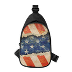 Grunge Ripped Paper American Flag Print Chest Bag