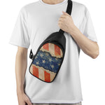 Grunge Ripped Paper American Flag Print Chest Bag