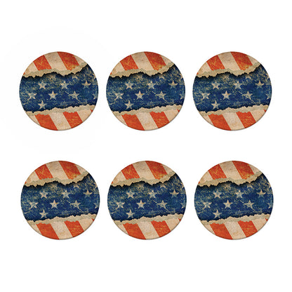 Grunge Ripped Paper American Flag Print Coaster Set
