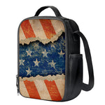 Grunge Ripped Paper American Flag Print Crossbody Lunch Bag