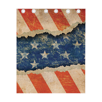 Grunge Ripped Paper American Flag Print Curtain
