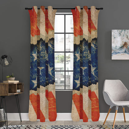 Grunge Ripped Paper American Flag Print Curtain