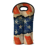 Grunge Ripped Paper American Flag Print Double Neoprene Wine Tote