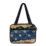 Grunge Ripped Paper American Flag Print Double Strap Bible Bag