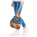 Grunge Ripped Paper American Flag Print Drawstring Bag
