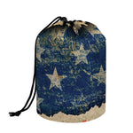 Grunge Ripped Paper American Flag Print Drawstring Makeup Bag