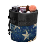 Grunge Ripped Paper American Flag Print Drawstring Makeup Bag