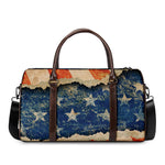 Grunge Ripped Paper American Flag Print Duffle Bag