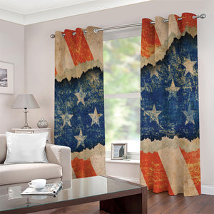 Grunge Ripped Paper American Flag Print Extra Wide Grommet Curtains