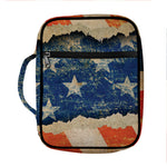 Grunge Ripped Paper American Flag Print Front Pocket Bible Bag