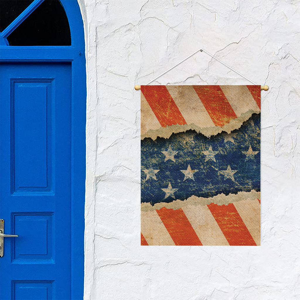 Grunge Ripped Paper American Flag Print Garden Flag