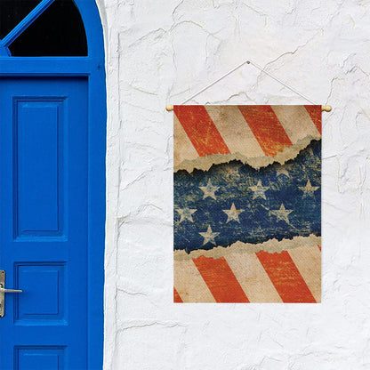 Grunge Ripped Paper American Flag Print Garden Flag