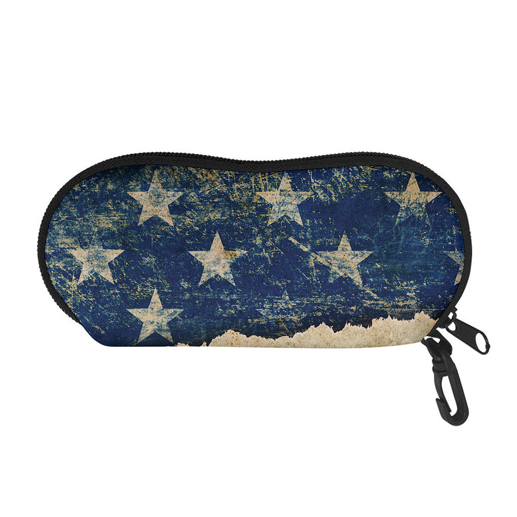 Grunge Ripped Paper American Flag Print Glasses Case