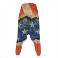 Grunge Ripped Paper American Flag Print Hammer Pants