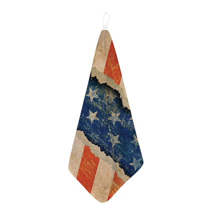 Grunge Ripped Paper American Flag Print Hand Towel