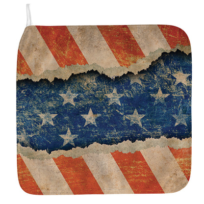 Grunge Ripped Paper American Flag Print Hand Towel