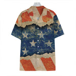 Grunge Ripped Paper American Flag Print Hawaiian Shirt