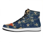 Grunge Ripped Paper American Flag Print High Top Leather Sneakers