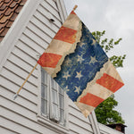 Grunge Ripped Paper American Flag Print House Flag