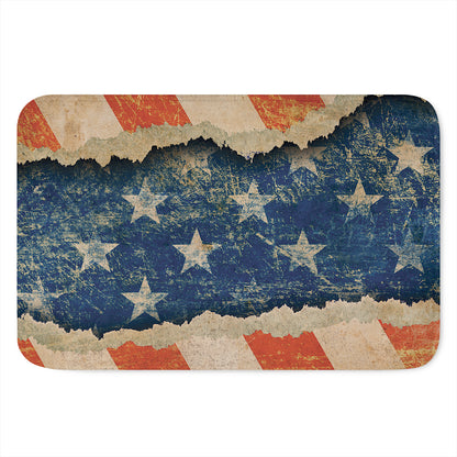 Grunge Ripped Paper American Flag Print Indoor Door Mat
