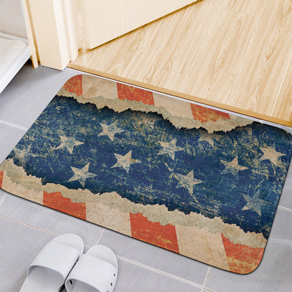 Grunge Ripped Paper American Flag Print Indoor Door Mat