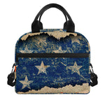 Grunge Ripped Paper American Flag Print Insulated Lunch Bag