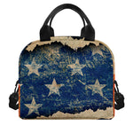 Grunge Ripped Paper American Flag Print Insulated Lunch Bag