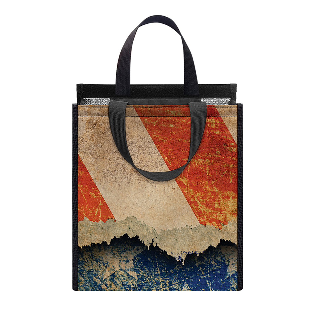 Grunge Ripped Paper American Flag Print Insulated Lunch Tote