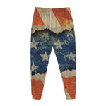 Grunge Ripped Paper American Flag Print Jogger Pants