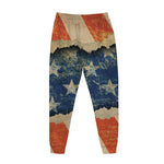 Grunge Ripped Paper American Flag Print Jogger Pants