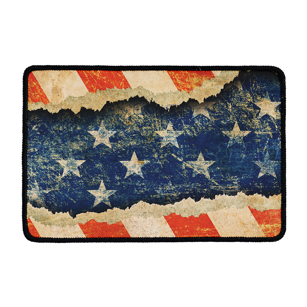 Grunge Ripped Paper American Flag Print Kitchen Mat