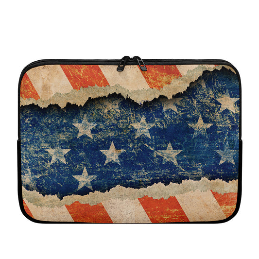 Grunge Ripped Paper American Flag Print Laptop Sleeve