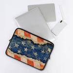 Grunge Ripped Paper American Flag Print Laptop Sleeve