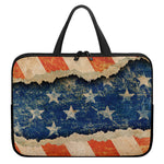 Grunge Ripped Paper American Flag Print Laptop Sleeve With Handle