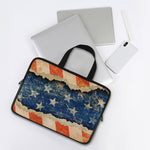 Grunge Ripped Paper American Flag Print Laptop Sleeve With Handle