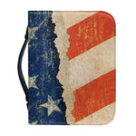 Grunge Ripped Paper American Flag Print Leather Bible Cover