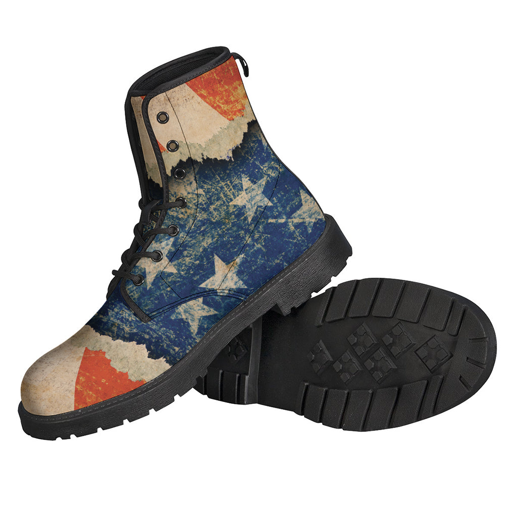 Grunge Ripped Paper American Flag Print Backpack