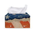 Grunge Ripped Paper American Flag Print Leather Tissue Box Cover